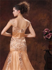 Beige Embroidery Square Formal Evening Gown For The Stage Show