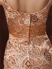 Beige Embroidery Square Formal Evening Gown For The Stage Show