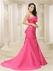 Simple Style Rose Pink Bowknot Prom Dress Ceremony Appropriate