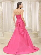 Simple Style Rose Pink Bowknot Prom Dress Ceremony Appropriate