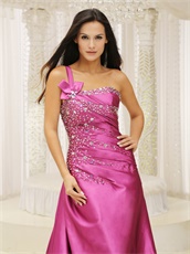 Lady Most Choice One Shoulder Camellia Evening Dress Brush Train