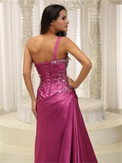 Lady Most Choice One Shoulder Camellia Evening Dress Brush Train