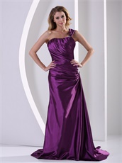 Exciting Eggplant Purple One Shoulder Decent Evening Dress Custom Fit Free