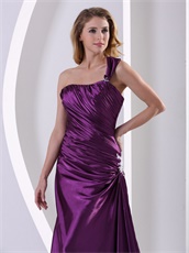 Exciting Eggplant Purple One Shoulder Decent Evening Dress Custom Fit Free