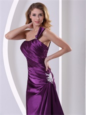 Exciting Eggplant Purple One Shoulder Decent Evening Dress Custom Fit Free