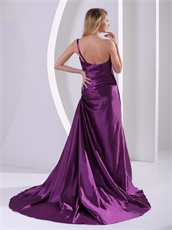 Exciting Eggplant Purple One Shoulder Decent Evening Dress Custom Fit Free