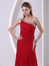 Wine Red One Shoulder Sexy Side Slit Prom Dress Plus Size Custom Made