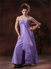 Lavender Halter Empire Split Prom Dress For University Party Girl Prefer