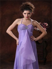 Lavender Halter Empire Split Prom Dress For University Party Girl Prefer