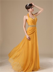 Halter and Spaghetti Strap Amber Gold Mature Mother Of Bride Dress