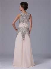 Champagne Fully Crystals Sheath Square Pageant Prom Dress For Mature Lady