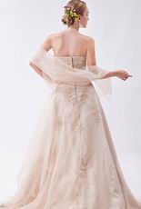 Pretty Halter Cascade Skirt Antique White Formal Dress With Shawl