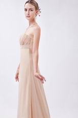 Strapless Asymmetrical Bisque High Low Bridesmaid Dress