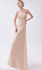 Strapless Asymmetrical Bisque High Low Bridesmaid Dress