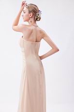 Strapless Asymmetrical Bisque High Low Bridesmaid Dress