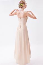 Strapless Asymmetrical Bisque High Low Bridesmaid Dress