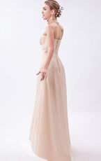 Strapless Asymmetrical Bisque High Low Bridesmaid Dress