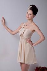 One Shoulder Champagne Discount Mini Graduation Dress