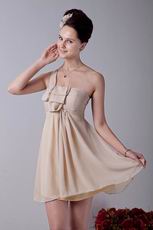 One Shoulder Champagne Discount Mini Graduation Dress