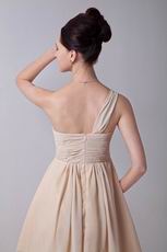 One Shoulder Champagne Discount Mini Graduation Dress