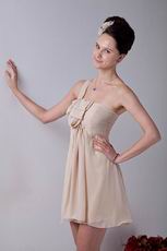 Cheap One Shoulder Champagne Chiffon Bridesmaid Dress