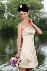 Spaghetti Straps Champagne Short Prom Dress By Designer