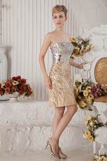 Sequin Fabric With Crystals Champagne Unique Dress To Prom Party