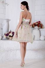 Lovely Sweetheart Champagne Short Prom Dress With Colorful Flowers