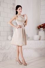 Classic Scoop Neck A-line Knee Length Champagne Stain Prom Dress