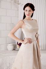 Classic Scoop Neck A-line Knee Length Champagne Stain Prom Dress