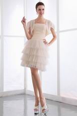 Cream Short Layers Chiffon Prom Dress With Chiffon Jacket