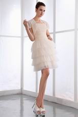 Cream Short Layers Chiffon Prom Dress With Chiffon Jacket