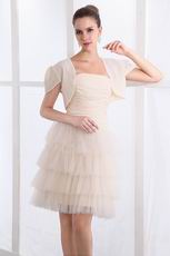 Cream Short Layers Chiffon Prom Dress With Chiffon Jacket