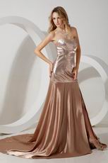 Mermaid Split Skirt Golden Evening Dress With Sequin Bodice