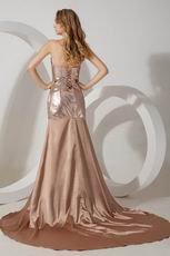 Mermaid Split Skirt Golden Evening Dress With Sequin Bodice