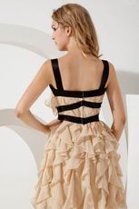 Straps Ruffles Champagne Cocktail Dress For Cheap Price