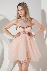 Sweetheart Mini Skirt Orange Pink Cocktail Party Dress