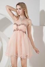 Sweetheart Mini Skirt Orange Pink Cocktail Party Dress