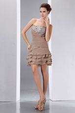 Custom Fit Layers Cascade Mini Skirt Burly Wood Short Prom Dress