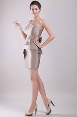 Grey Strapless Mini-length Graduation Dress With Bowknot