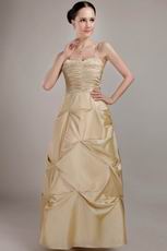 Top Designer Champagne Prom Dress With Spaghetti Straps Skirt