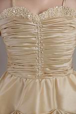 Top Designer Champagne Prom Dress With Spaghetti Straps Skirt