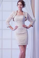 Elegant Champagne Lace Sheath Sheath Old Lady Prom Dress With Jacket