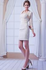 Elegant Champagne Lace Sheath Sheath Old Lady Prom Dress With Jacket