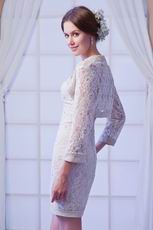 Elegant Champagne Lace Sheath Sheath Old Lady Prom Dress With Jacket