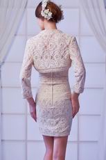 Elegant Champagne Lace Sheath Sheath Old Lady Prom Dress With Jacket