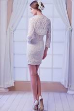 Elegant Champagne Lace Sheath Sheath Old Lady Prom Dress With Jacket