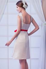 Square Champagne Homecoming Dress With Bowknot Design