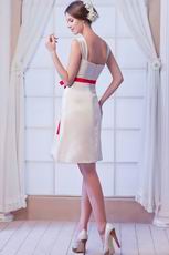 Square Champagne Homecoming Dress With Bowknot Design