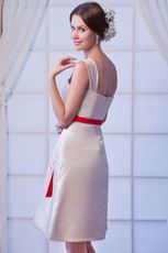 Square Champagne Homecoming Dress With Bowknot Design